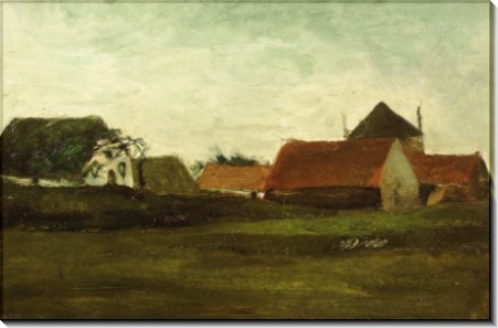 Фермерские домики в сумерках, Лоосдуинен близ Гааги (Farmhouses in Loosduinen near the Hague in Twilight), 1883 - Гог, Винсент ван