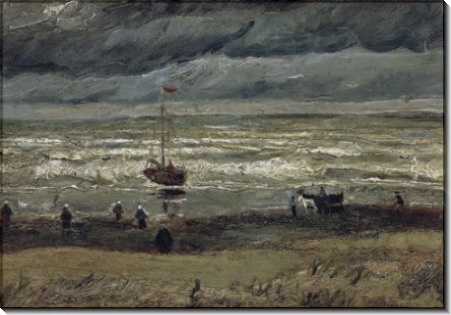 Пляж в Схевенингене в ненастную погоду (Beach at Scheveningen in Stormy Weather), 1882 - Гог, Винсент ван