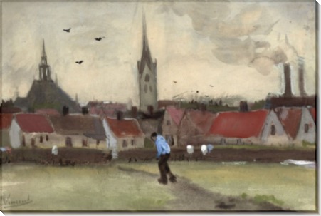 Городской вид в Гааге с Новой церковью (town view of the hague with the nieuwe kerk ), 1882 - Гог, Винсент ван