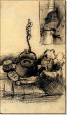 Чайник над костром и домик ночью (Kettle Over a Fire, and a Cottage by Night), 1885 - Гог, Винсент ван