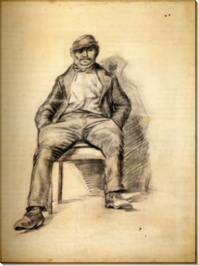 Сидящий мужчина с усами и кепкой (Seated Man with a Moustache and Cap), 1886 - Гог, Винсент ван