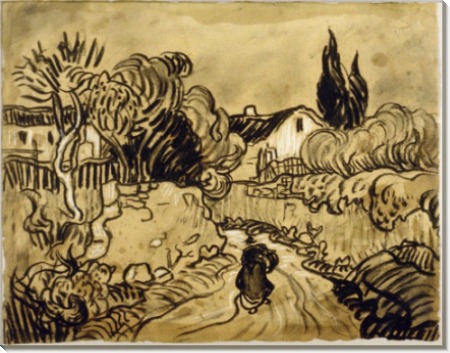 Пейзаж Овера (Дорожка между садовыми стенами) (Path between Garden Walls (Auvers Landscape)), 1890 - Гог, Винсент ван