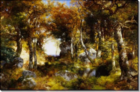 Лесной пейзаж с прудом - Моран, Томас