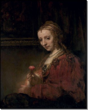 Женщина с гвоздикой - Рембрандт, Харменс ван Рейн