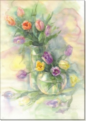 Тюльпаны в стеклянных вазах