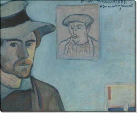 Автопортрет с портретом Гогена - Бернар, Эмиль