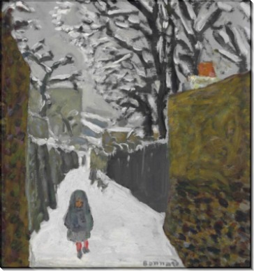 Зимний пейзаж с мальчиком в капюшоне - Боннар, Пьер