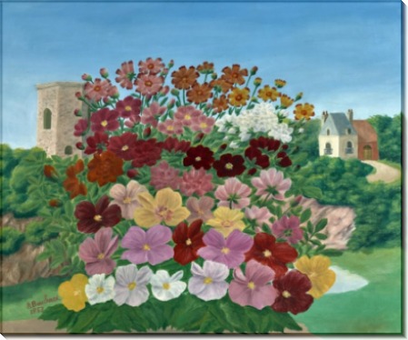 Цветы на фоне пейзажа - Бошан, Андре