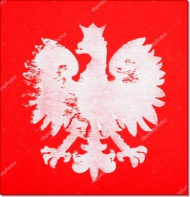 Польский герб на красном фоне - Сток
