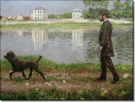 Ришар Галло и его собака Дик на берегу Сены недалеко от Пти-Женвилье - Кайботт, Густав