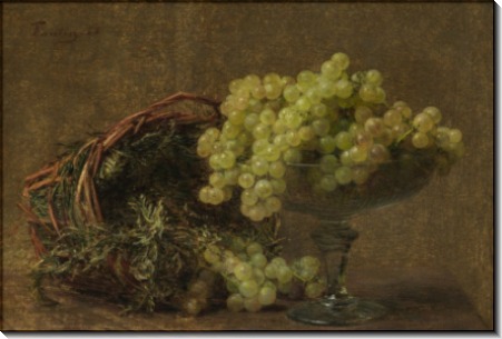 Натюрморт с виноградом в стеклянной вазе - Фантен-Латур, Анри