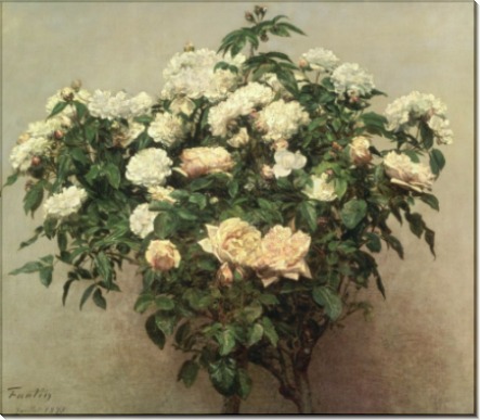 Натюрморт с белыми розами - Фантен-Латур, Анри