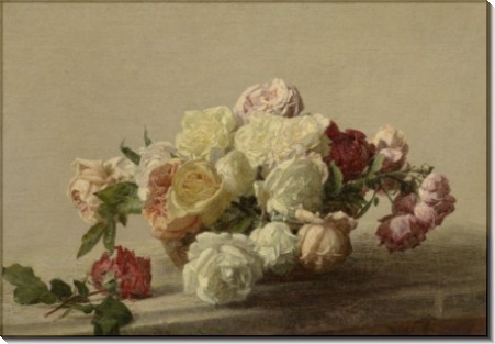 Чаша с розами на мраморном столе - Фантен-Латур, Анри