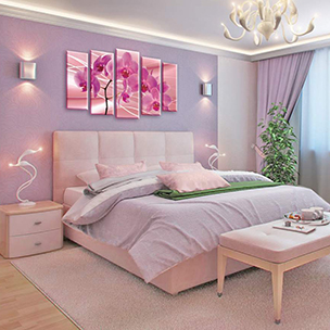 Картины с орхидеями в спальне