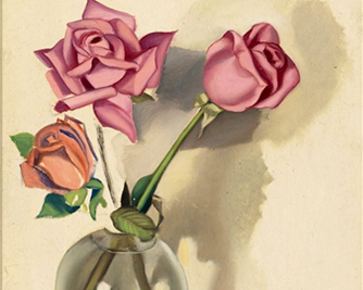 Картина «Три розы в вазе на столе» Тамара Лемпицка